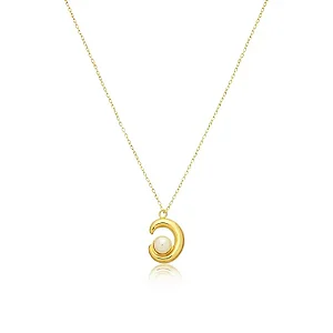 COLAR MEIA LUA PÉROLA B. OURO 18K