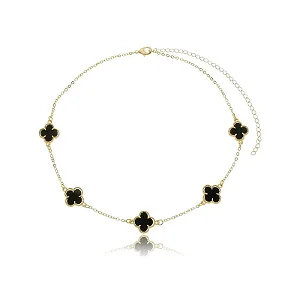 CHOKER TREVO BLACK B. OURO 18K