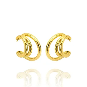 BRINCO ARGOLA FIOS TRIPLO LISO B. OURO 18K