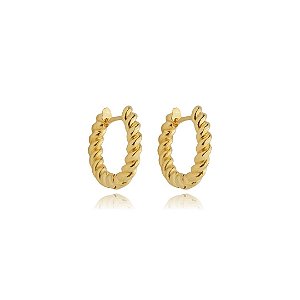 BRINCO ARGOLA ARTICULADA TORCIDA P B. OURO 18K