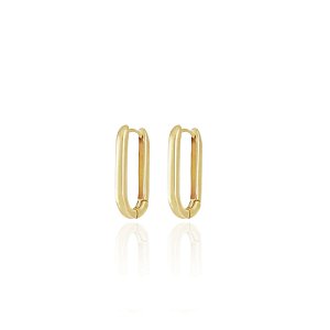 BRINCO ARGOLA ARTICULADA RETANGULAR LISA P B. OURO 18K