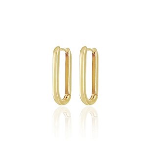 BRINCO ARGOLA ARTICULADA RETANGULAR LISA M B. OURO 18K