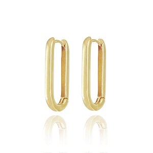 BRINCO ARGOLA ARTICULADA RETANGULAR LISA G B. OURO 18K