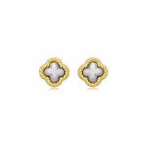 BRINCO TREVO BICOLOR B. OURO 18K
