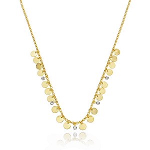 COLAR MEDALHAS COM PONTO DE LUZ B. OURO 18K