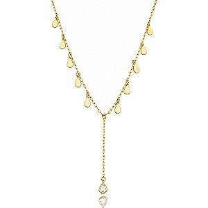 COLAR BOREAL MEDALHAS COM PONTO DE LUZ B. OURO 18K