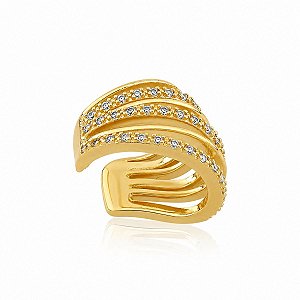 PIERCING FAKE EDGE CRAVEJADO ZIRCÔNIA B. OURO 18K