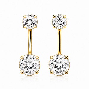 BRINCO PONTO DE LUZ DOIS EM UM VIRGINIA ZIRCÔNIA B. OURO 18K