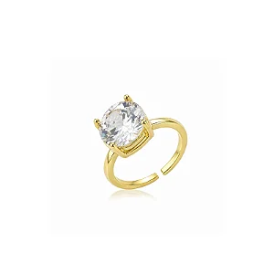 ANEL SOLITÁRIO ZIRCÔNIA VIRGINIA B. OURO 18K
