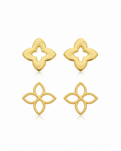 KIT BRINCO DUO TREVO VAZADO B. OURO 18K
