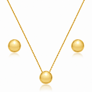 CONJUNTO ESFERA 10MM B. OURO 18K