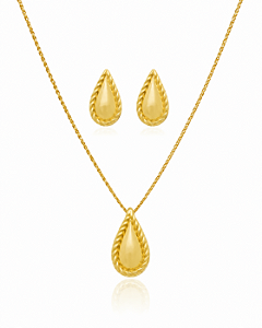 CONJUNTO GOTA TRANÇADA B. OURO 18K