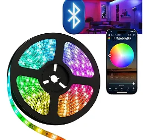 FITA LED RGB 30 LEDS IMPERMEAVEL COM CONTROLE REMOTO LUZ DECORATIVA