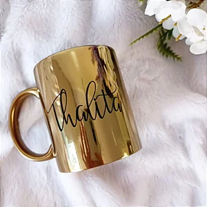 Caneca Especial 325ml Colorida, Mágica, Dourada e Prateada com Colher