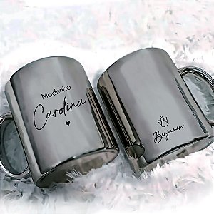Caneca Especial 325ml Colorida, Mágica, Dourada e Prateada com Colher