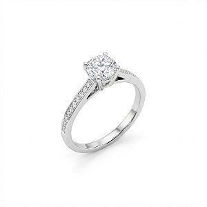 Anel solitário Cravejado Moissanite Prata 925 - Banho de Ródio