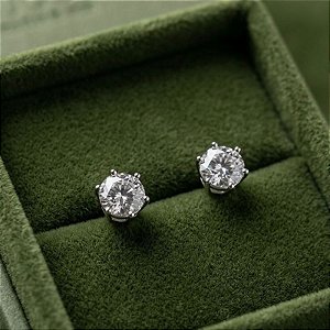 Brinco Prata 925 Moissanite - Ponto de Luz 7mm