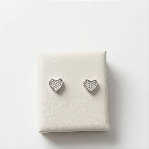 Brinco Prata 925 Moissanite - Coração