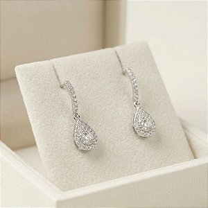 Brinco Prata 925 Moissanite - articulado 2cm comprimento