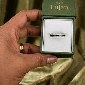 Anel Pulseira Duplo Preto e Branco Moissanite Prata 925