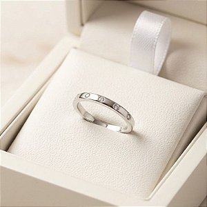 Anel Aparador prata 925 Moissanite - Banho de ródio