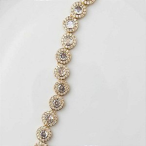 Pulseira Riviera redonda com banho de ouro 18k e zircônias cravejadas