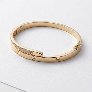 Bracelete Love banhado a ouro 18k cravejada