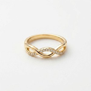 Anel entrelaçado com Microzircônia Banhado Ouro 18k e Prata