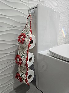 Porta Papel Higiênico Marli em Crochê com Enfeite