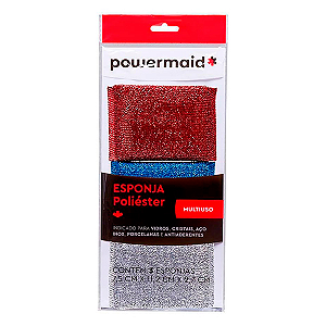 Esponja de Poliéster Multiuso Powermaid Kit c/3un
