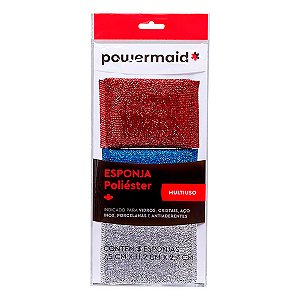 Esponja de Poliéster Multiuso Powermaid Kit c/3un