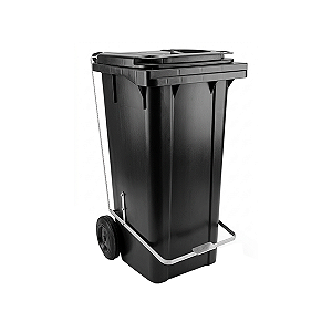 Contentor Plástico c/ Pedal e Rodas 120L Preto Bralimpia