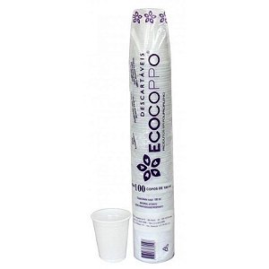 (PACOTE) Copo Descartavel Ecocoppo 180ml Branco c/100un