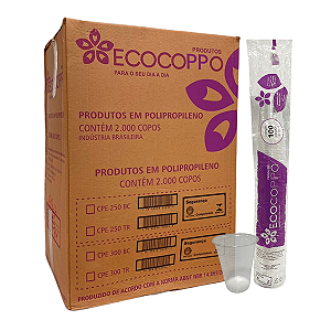 (CAIXA) Copo Descartável Ecocoppo 300ml Transparente c/2.000un