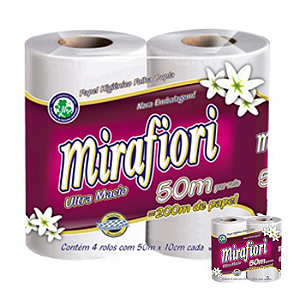 (PACOTE) Papel Higiênico Folha Dupla Mirafiori c/4 de 50m