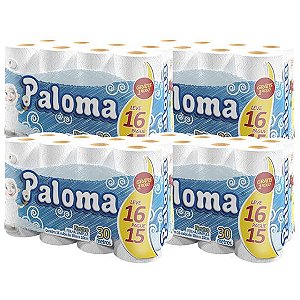 (FARDO) Papel Higiênico Paloma Folha Simples 4x16 de 30m