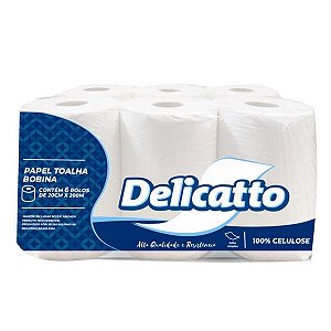 Papel Toalha BOBINA 100% CEL 20cm x 200m Delicatto c/6 rolos