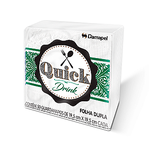 (PACOTE) Papel Guardanapo Folha Dupla Pequeno Quick Drink 50un