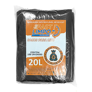 Saco para Lixo Preto 20 litros FASTLIMPO c/100und