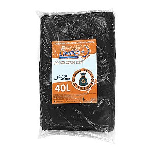 Saco para Lixo Preto 40 litros FASTLIMPO c/100und