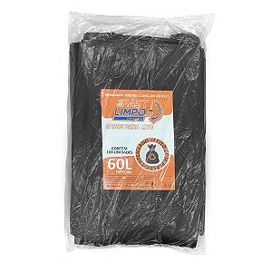 Saco para Lixo Preto 60 litros FASTLIMPO ESPECIAL c/100und