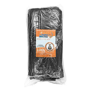 Saco para Lixo Preto 100 litros BL 92x100 FASTLIMPO c/100und