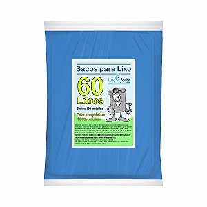 Saco para Lixo Azul 60 Litros FORTE 100un
