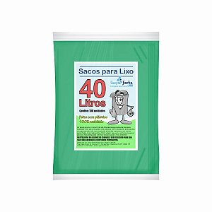 Saco para Lixo Verde 40 Litros FORTE 100un