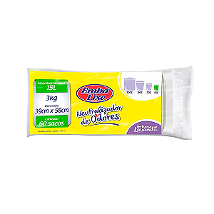 Saco para Lixo Neutralizador de Odores Lavanda 15L c/ 60un
