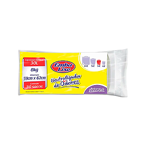 Saco para Lixo Neutralizador de Odores Lavanda 30L c/30un