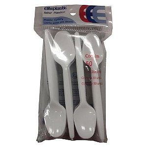 Colher Descartável para Sobremesa Eliteplastic c/50un
