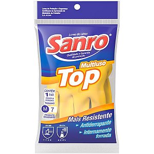 Luva Latex Sanro Top Amarela M 1pr