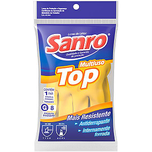 Luva Latex Sanro Top Amarela G 1pr