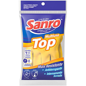 Luva Latex Sanro Top Amarela P 1pr